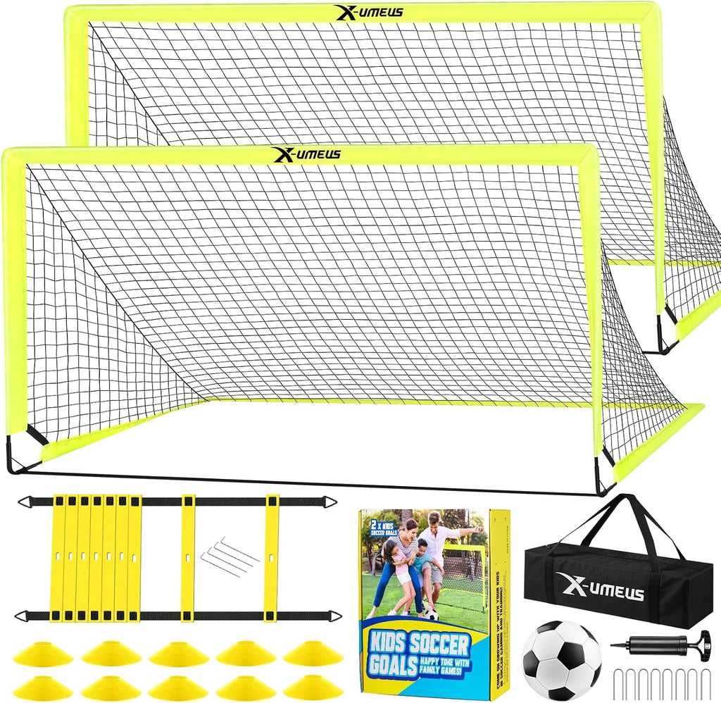 Kids Soccer Goals for Backyard Set of 2, 4 x 3 ft/6 x 4 Toddler Soccer Goal Training Equipment with Soccer Ball