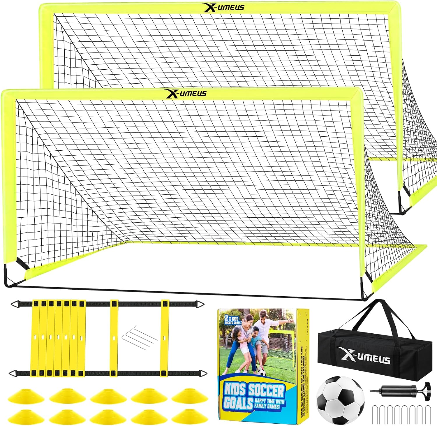 Kids Soccer Goals for Backyard Set of 2, 4 x 3 ft/6 x 4 Toddler Soccer Goal Training Equipment with Soccer Ball