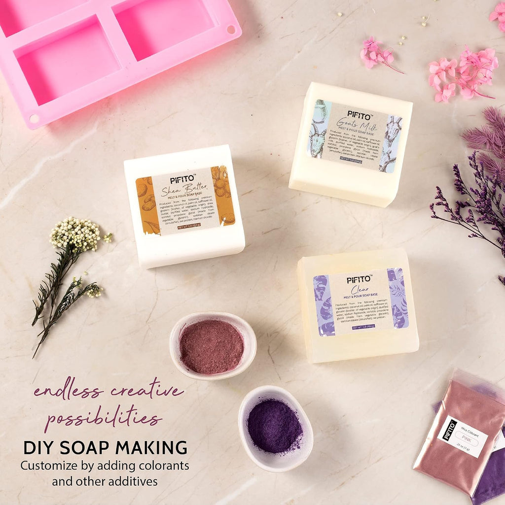 Soap Making Kit │ DIY Soap Making Supplies - 3 lbs Melt and Pour Soap Base (Goats Milk, Shea Butter, Clear), 10-Pack