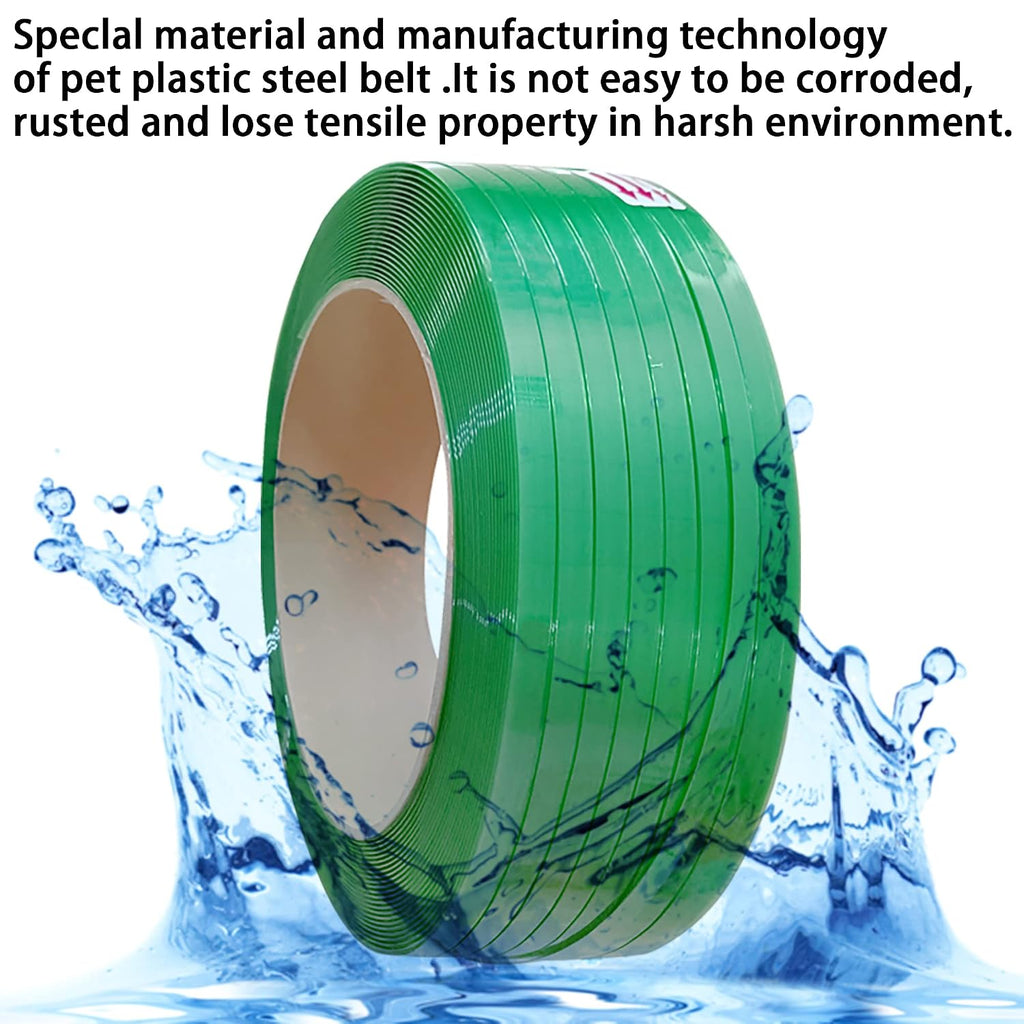 5/8" x.034 x1000ft Polyester (PET) Strapping Roll Pallet Packaging Poly Banding Plastic Packing Rope Green 1450lbs