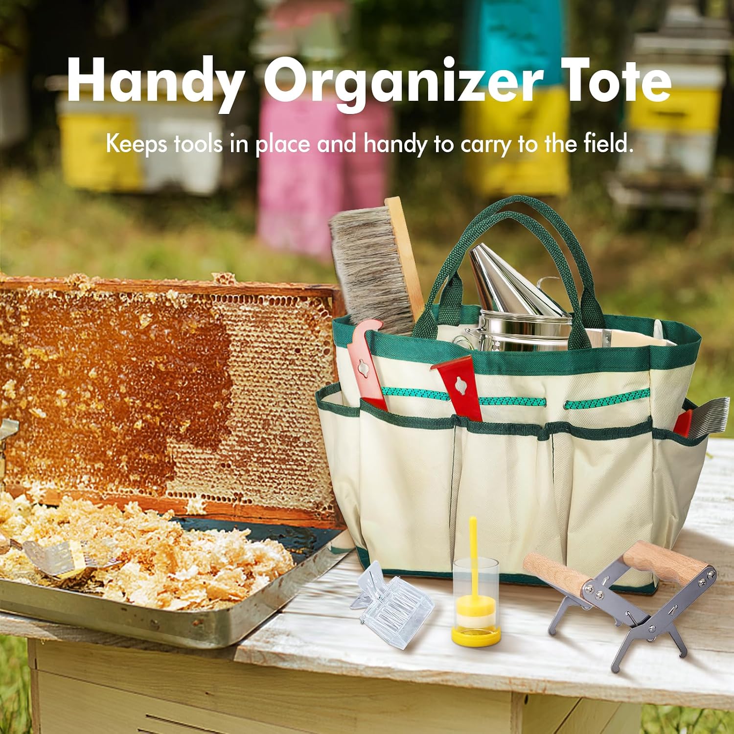 Beekeeping Supplies 22PCS Beekeeping Tools Kit with Organizer Handbag, Bee Keeping Supplies-All Tools Kit Bee Keeping