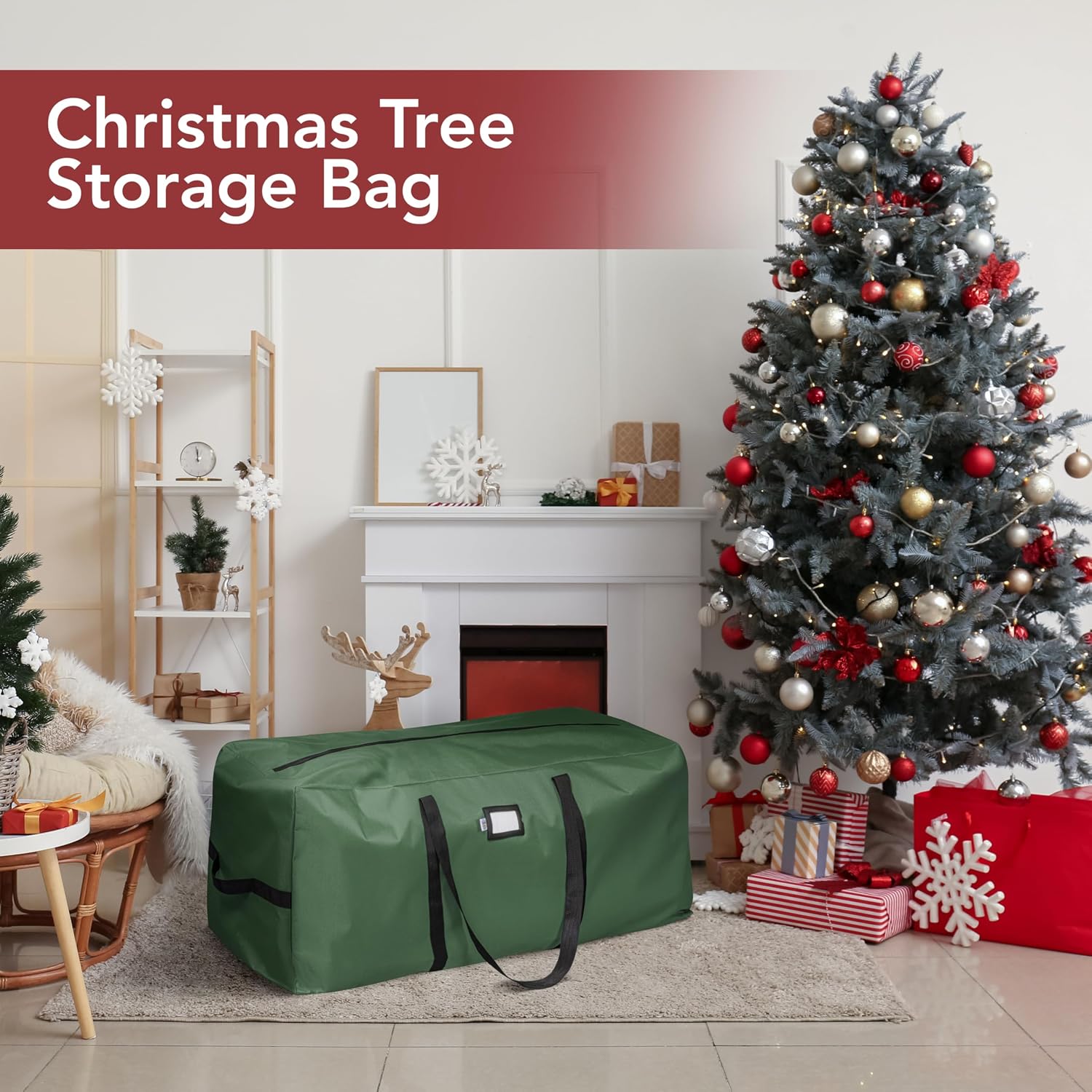 Christmas Storage Bag Heavy Duty Fits Up to 9ft Tall Artificial Tree, Waterproof with Durable Handles & Zipper Xmas