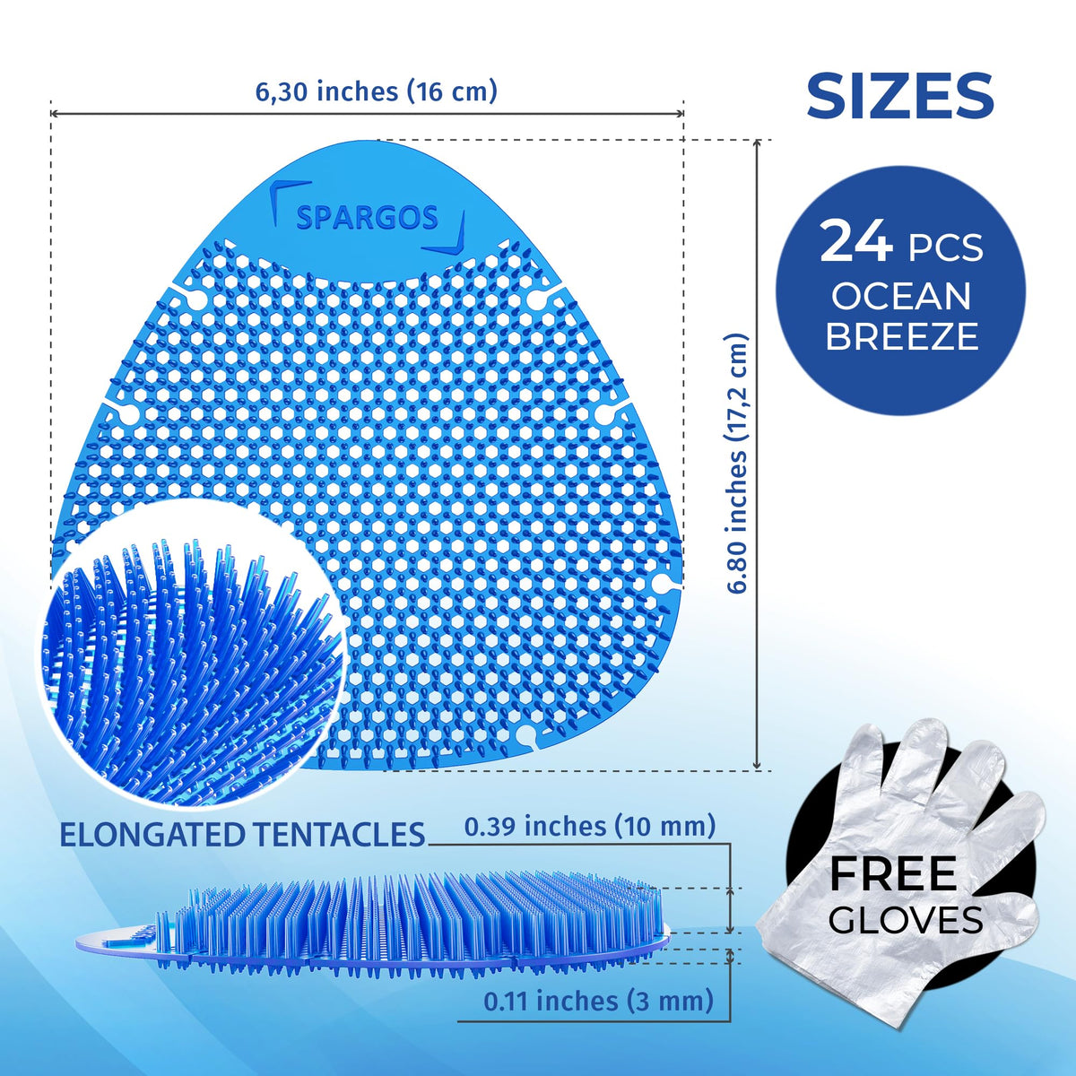 Urinal Screen Deodorizer, 24 Pack Blue Cakes