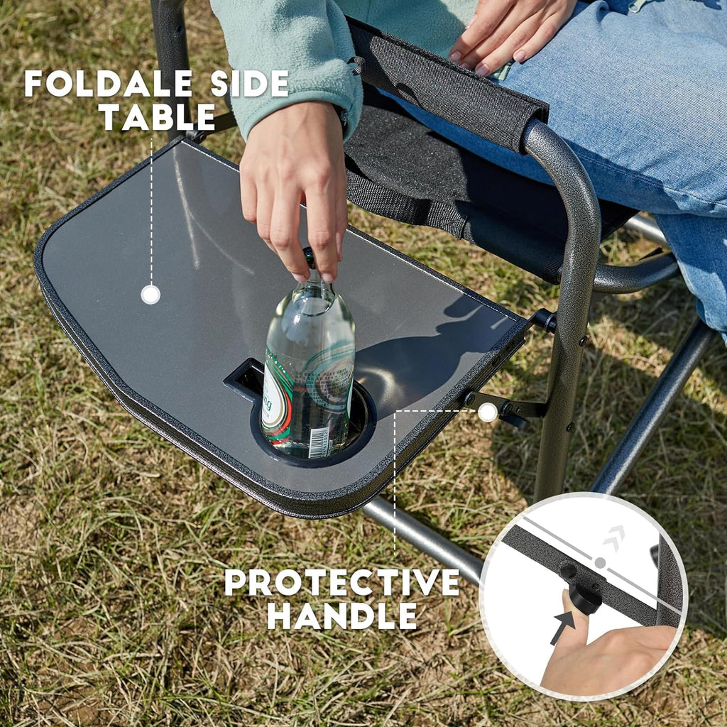 Aluminum Oversized Camping Chair, Support 400lbs | Lightweight Directors Chair Foldable with Side Table Detachable