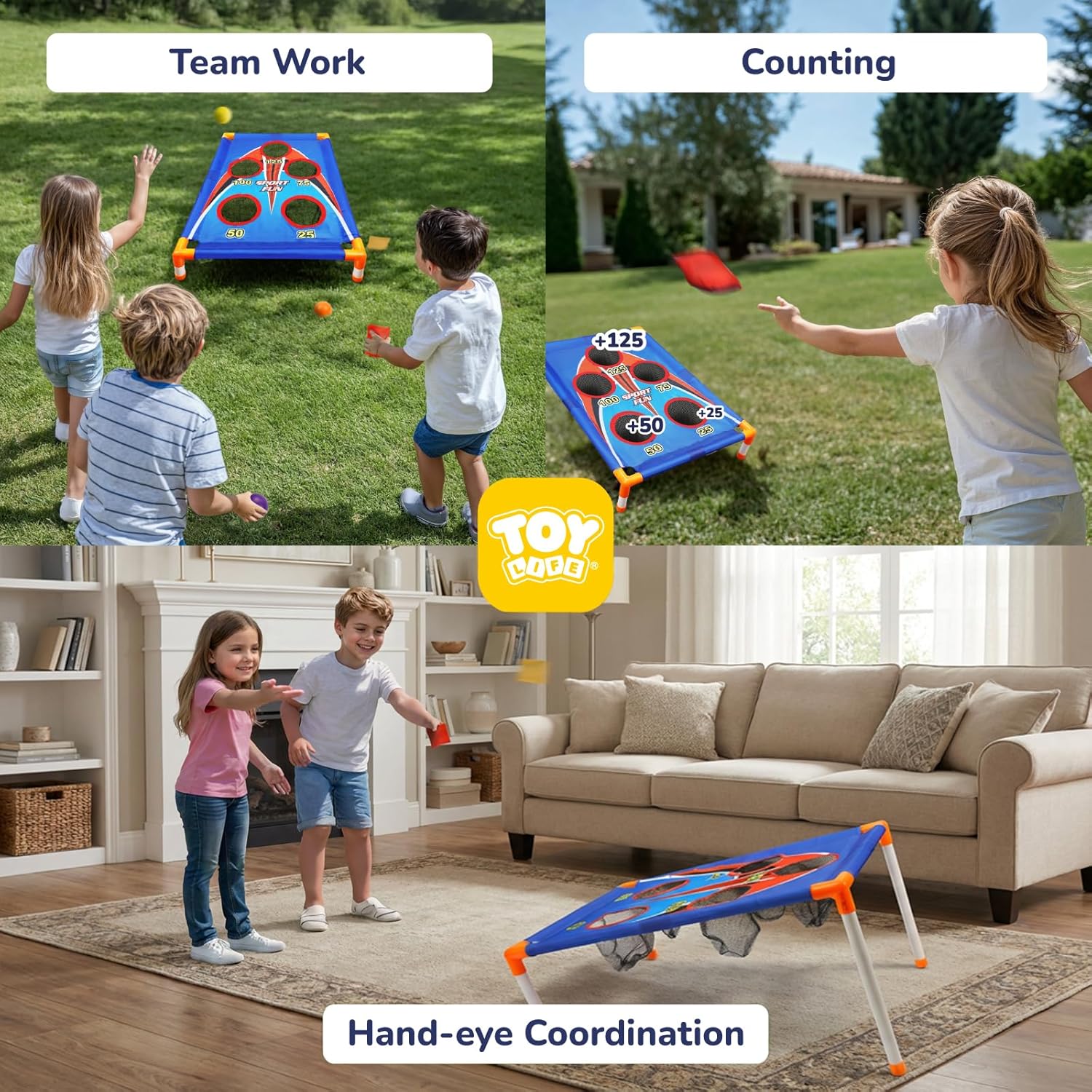 Bean Bags Toss Carnival Games, Cornhole, Outdoor Toys for Kids Ages 4-8, Backyard Game Sports & Outdoor Play, Outside