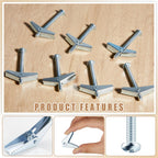200 Pcs 1/4" X 3" Toggle Bolts and Wing Nut Wall Anchor for Drywall