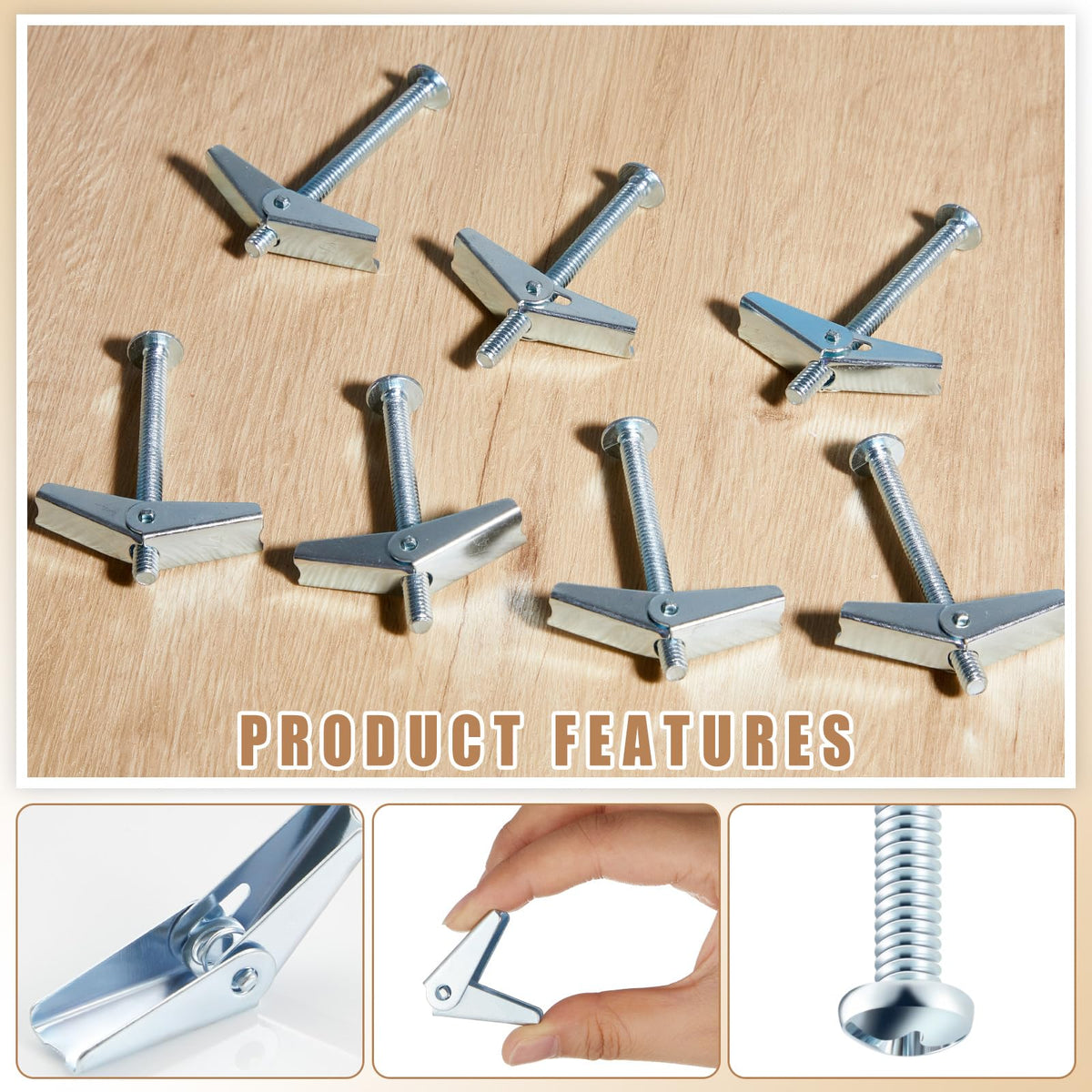 200 Pcs 1/4" X 3" Toggle Bolts and Wing Nut Wall Anchor for Drywall
