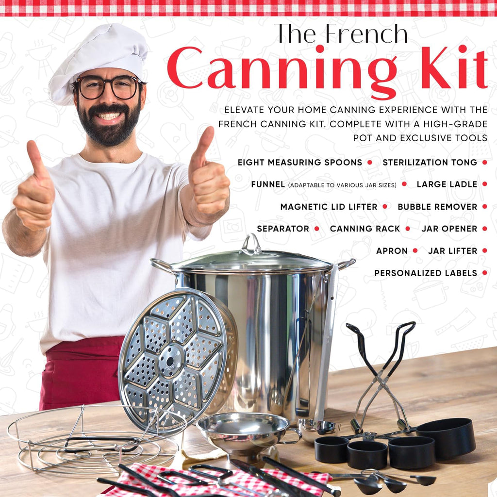 Canning pot with rack and lid - Water bath canner for canning - Complete premium canning kit with large Pot 21.5 Qt