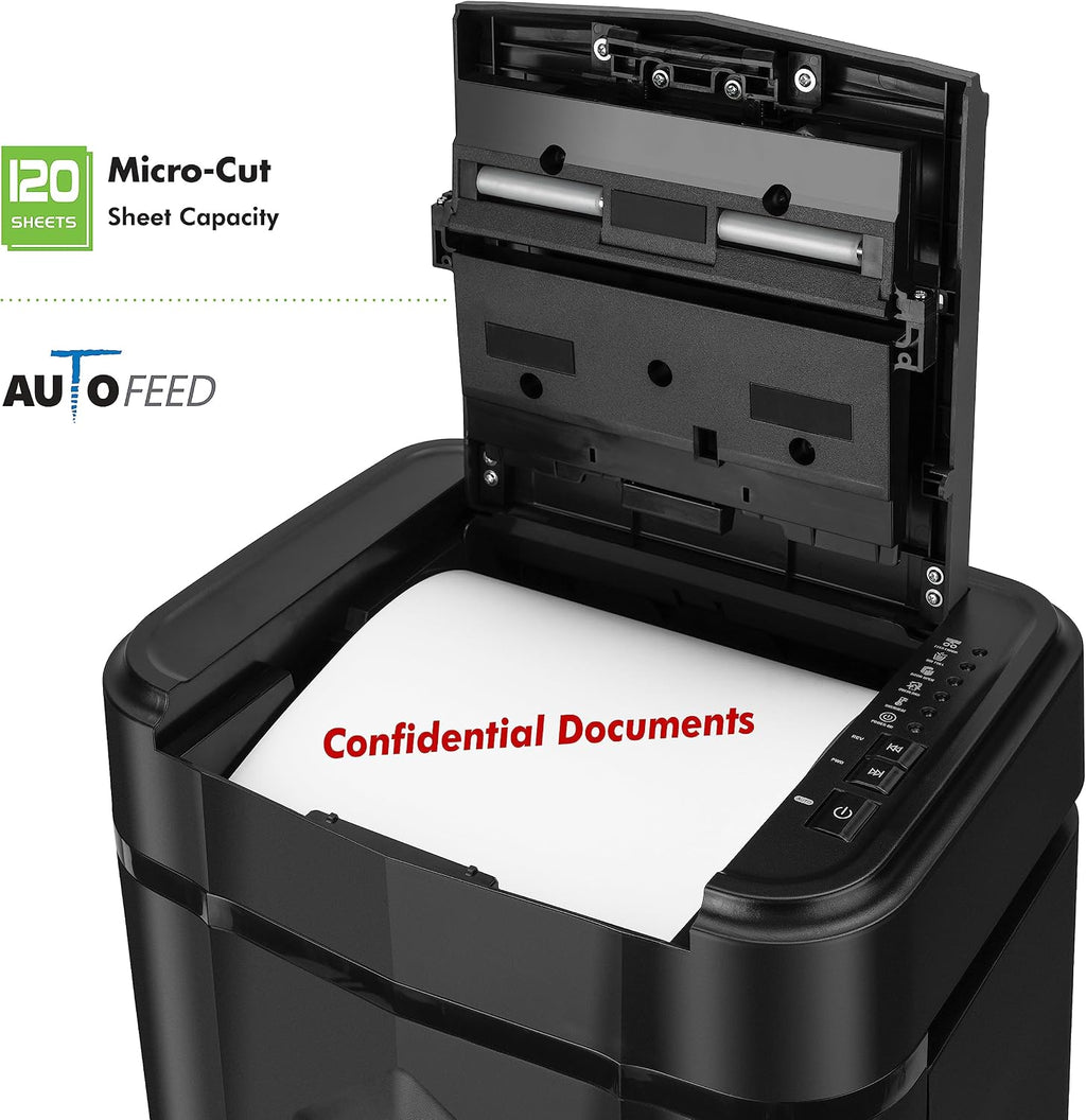 Professional Grade AU125MA 120-Sheet Auto Feed High-Security Micro-Cut Paper Shredder/60 Minutes/Security Level P-5