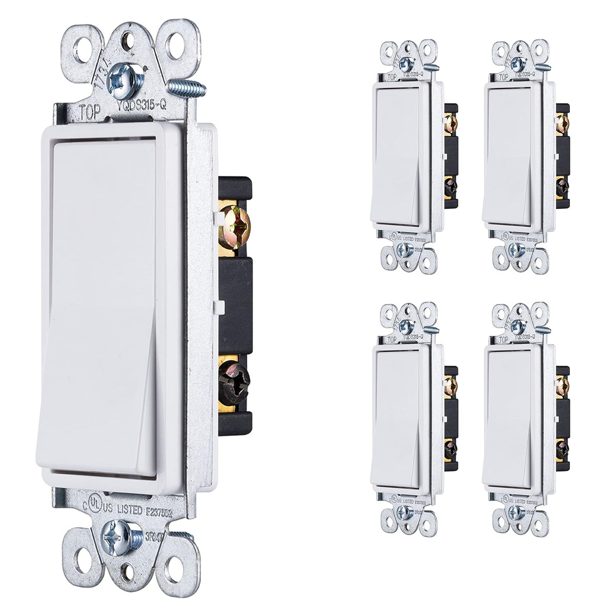 GE in-Wall Switch, 3-Way, Paddle Rocker, White, 5 Pack