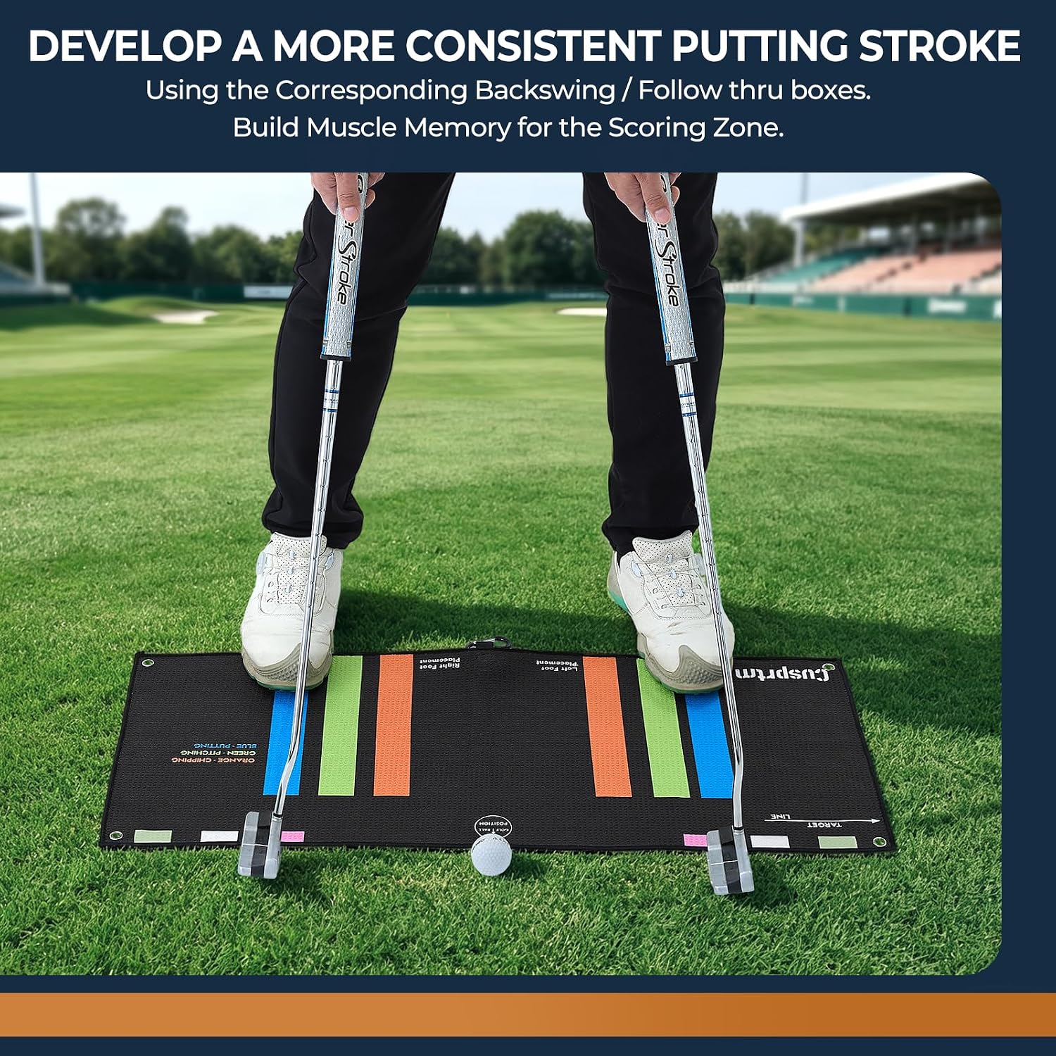 Magnetic Golf Stance Towel & Alignment Training Aid (Right Handed) – Dual-Sided Proper Ball Position & Foot Placement
