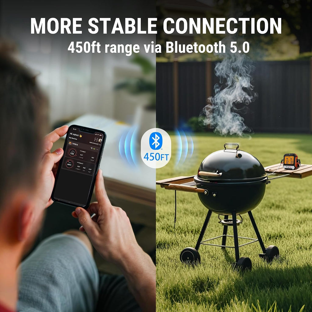 TempSync 450ft Bluetooth Meat Thermometer for Oven with 2 Probes