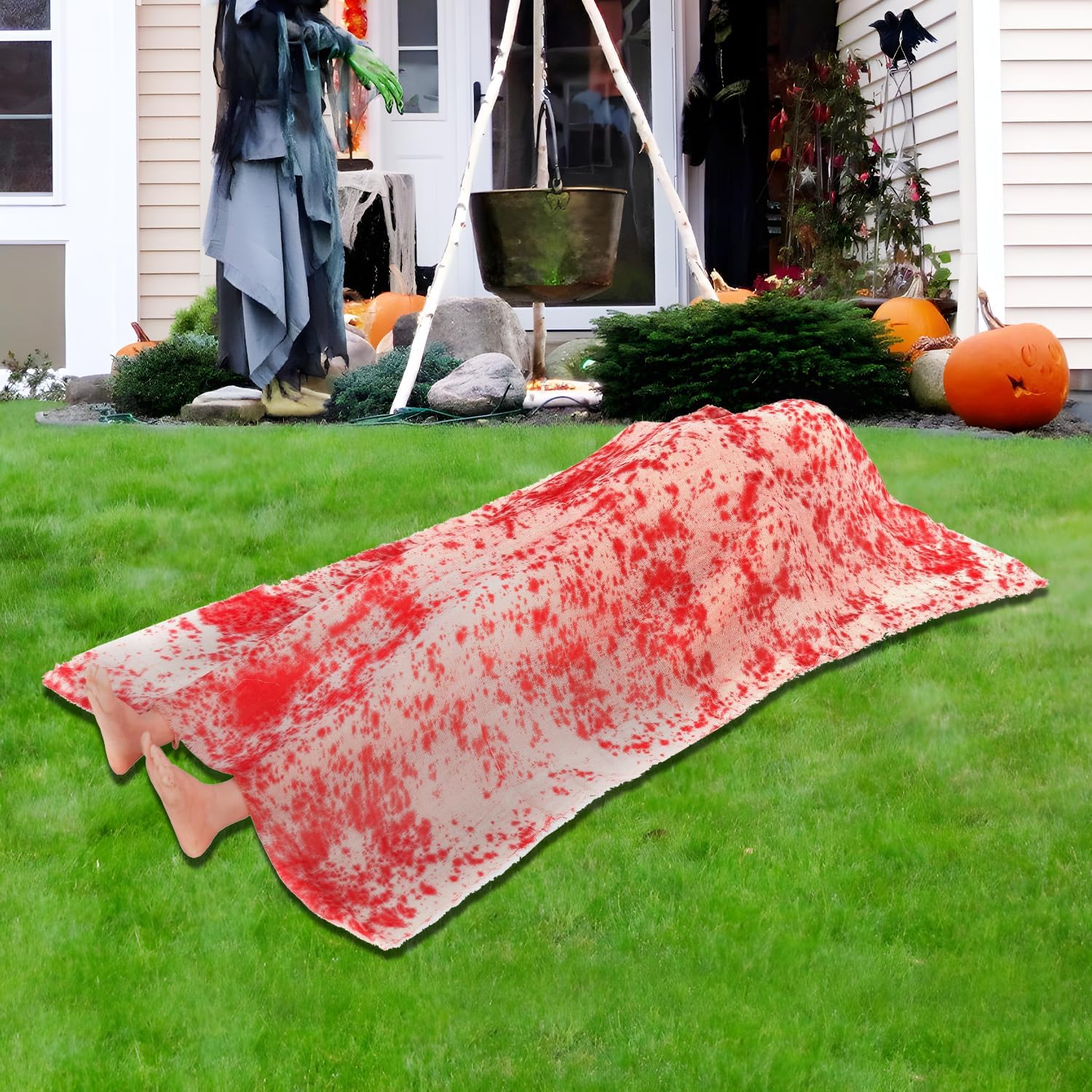 Scary Halloween Decorations Outdoor/Indoor,The Victim Corpse at Crime Scene Prop,Haunted House Decorations,Scary