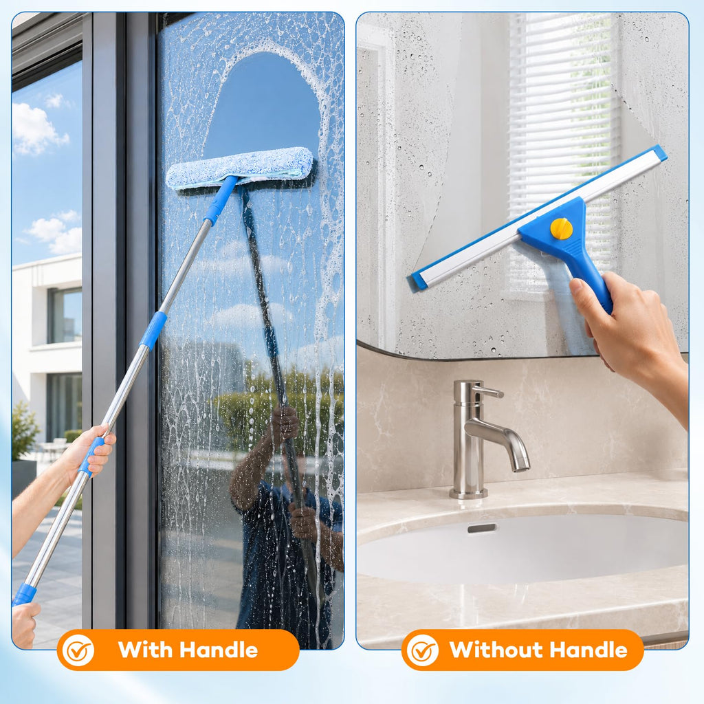 7Pcs Window Cleaning Kit with 3Gal Collapsible Bucket & 81"Squeegee