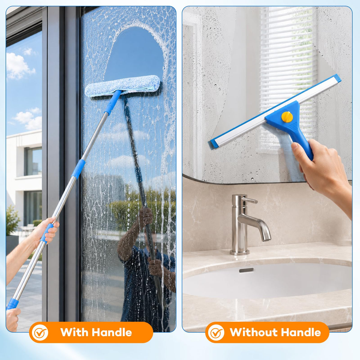 7Pcs Window Cleaning Kit with 3Gal Collapsible Bucket & 81"Squeegee