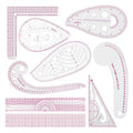 Fashion Clear Metric Sewing Ruler Set, French Curve Pattern Ruler Kit for Beginners Tailors Designers (A-9-Piece Set)