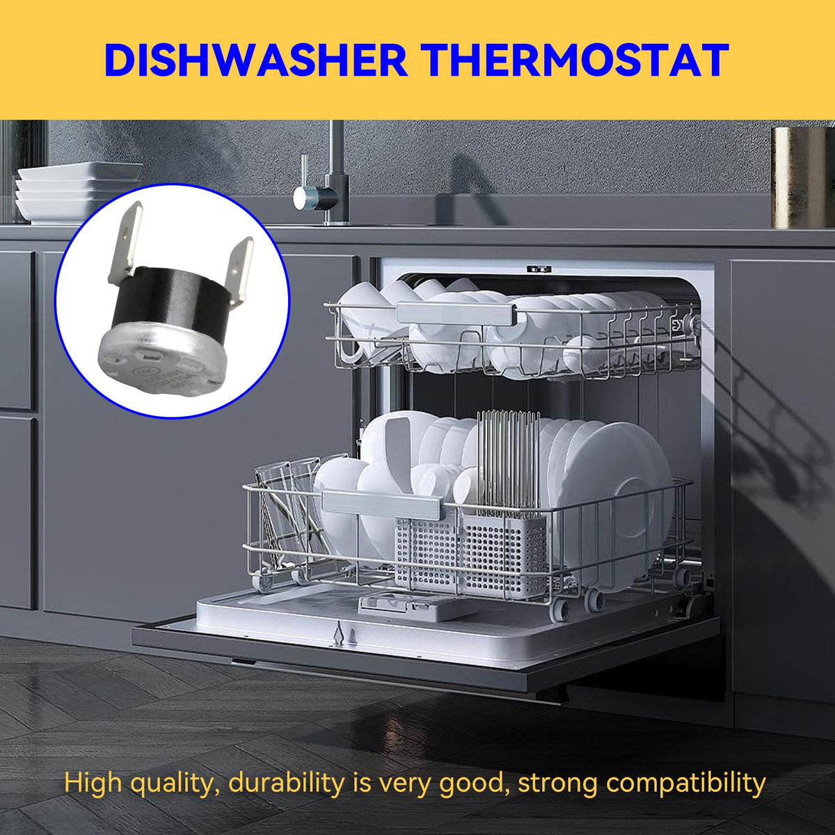 Emptty Dishwasher Replacement Part Replacement for Whirl-pool Replacement for Ken-more - Include Dishwasher Heating Element & Dishwasher High Limit Thermostat