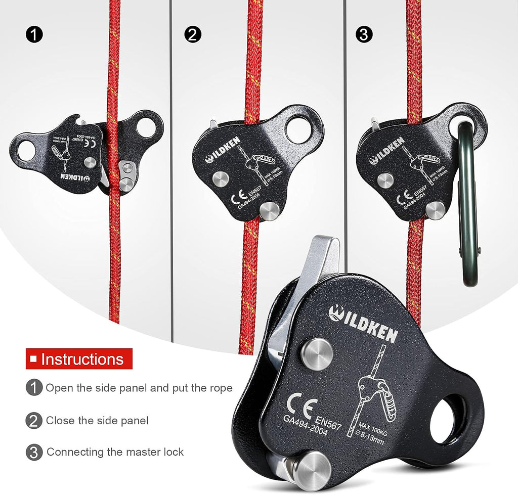 Climbing Ascender Fall Protection Belay Device Climbing Rope Grab | Ascender for Rock Climbing Mountaineering Tree