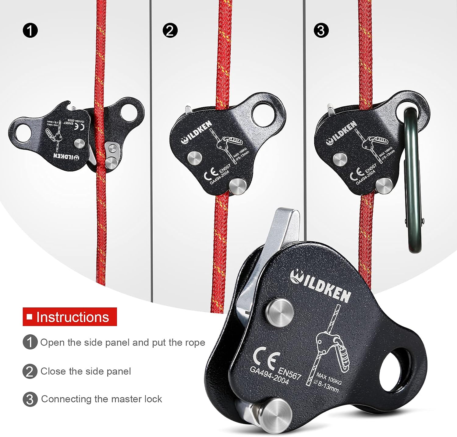 Climbing Ascender Fall Protection Belay Device Climbing Rope Grab | Ascender for Rock Climbing Mountaineering Tree