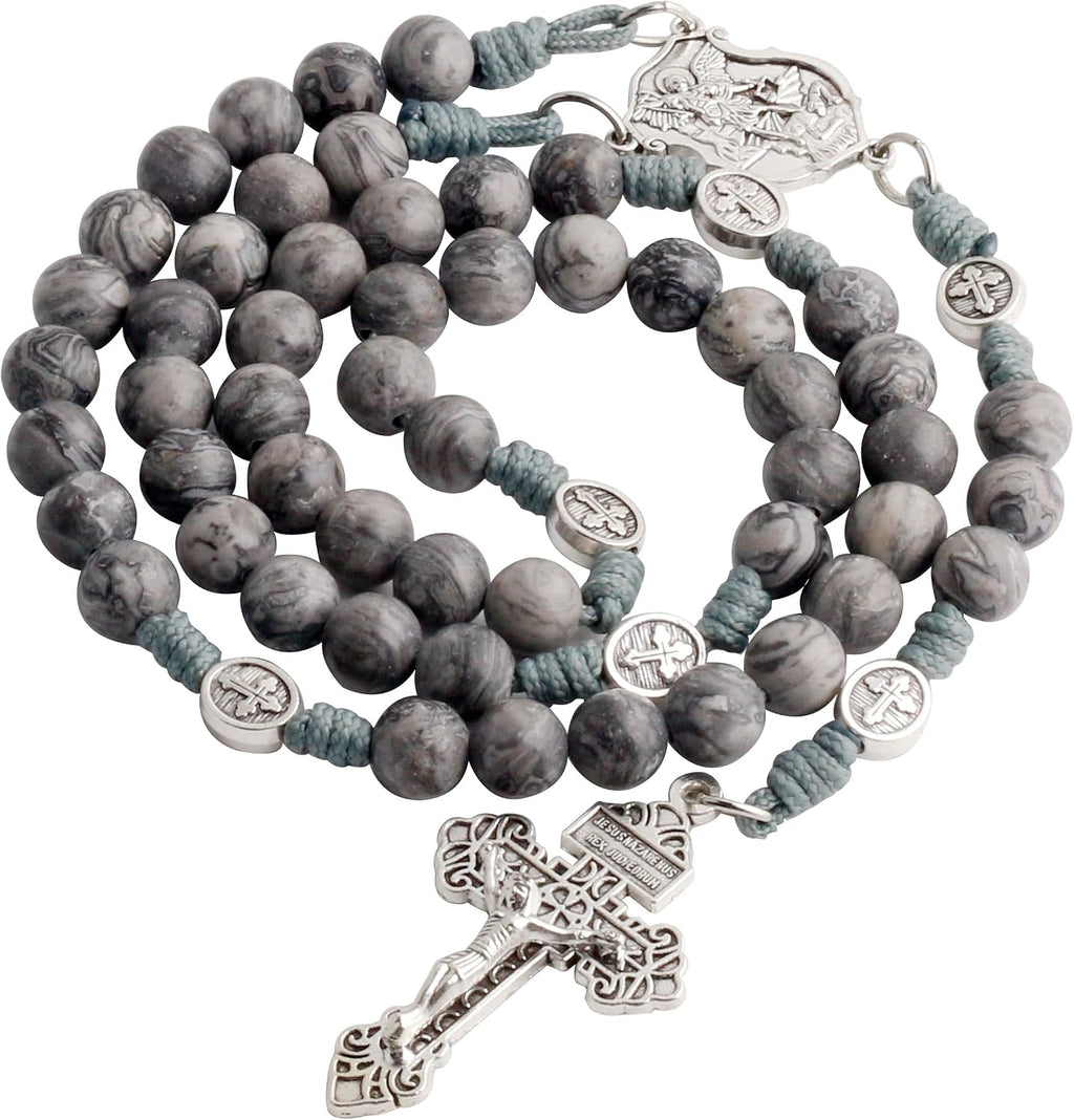 Natural Stone Beads Catholic Paracord Rosary with Gift Bag for Men
