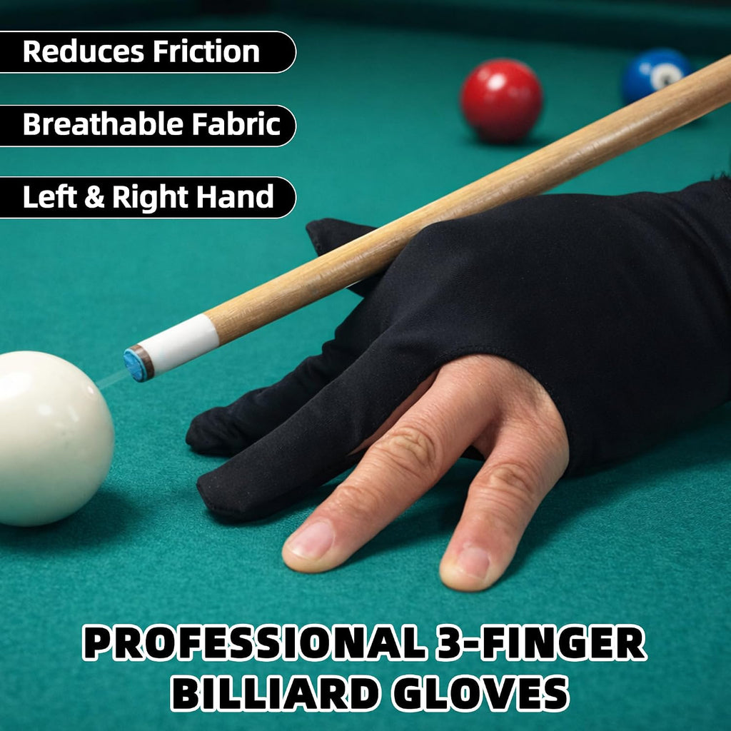 Pool Cue Bridge Head Kit with 2 Billiard Gloves & 4 Cue Chalks | Billiard Accessory Set for Pool Table, Smooth Stroke