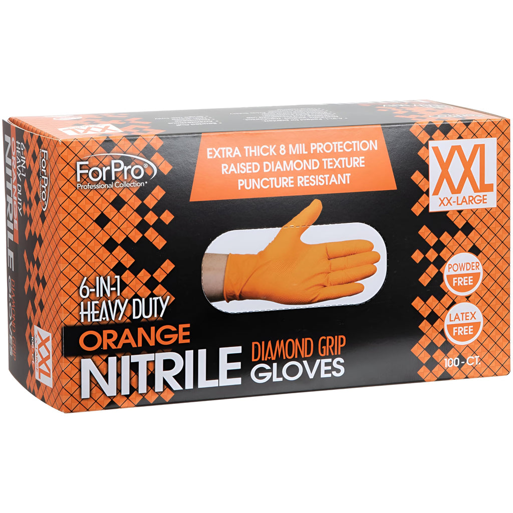 ForPro Heavy Duty Disposable Nitrile Gloves, 8 Mil, Powder & Latex-Free