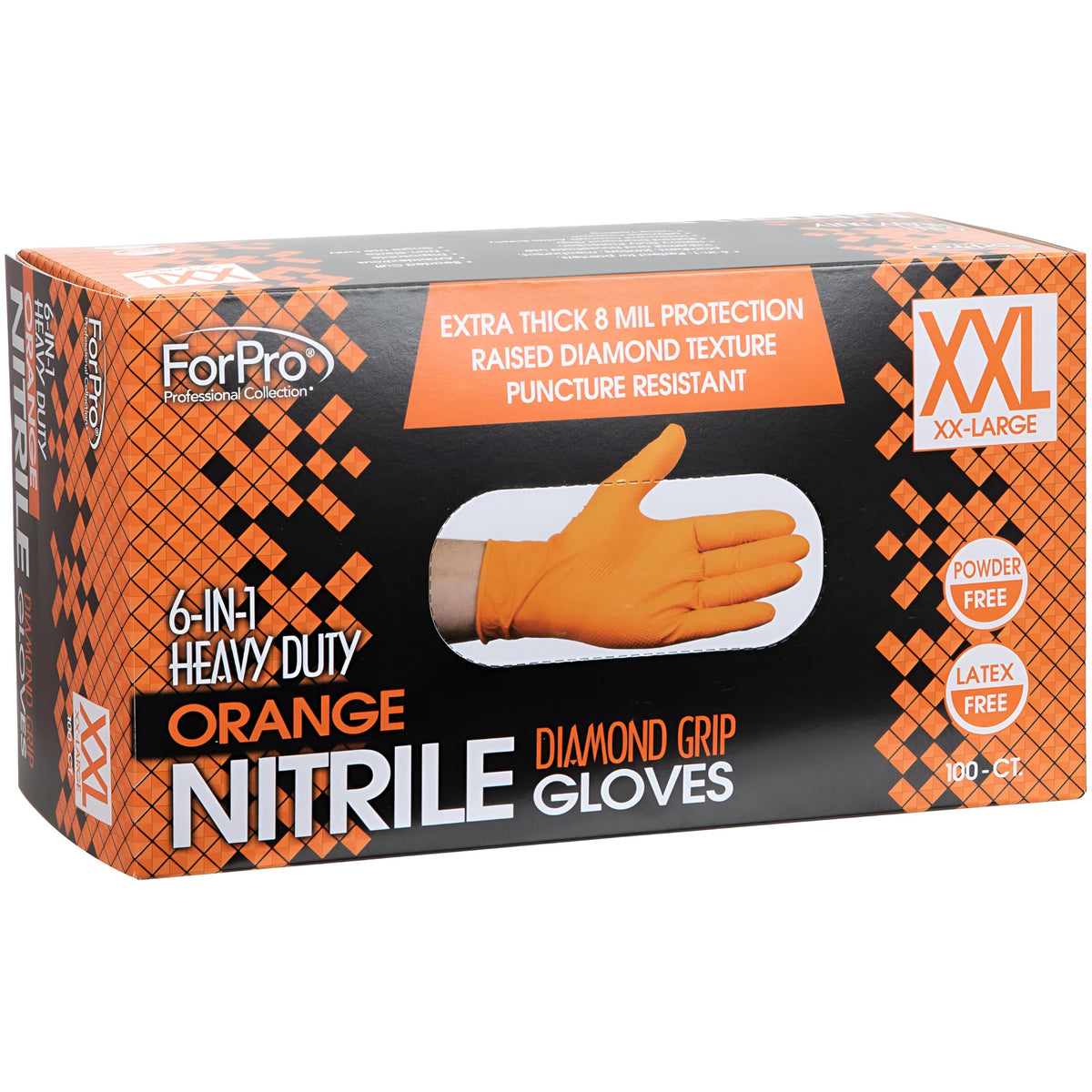 ForPro Heavy Duty Disposable Nitrile Gloves, 8 Mil, Powder & Latex-Free