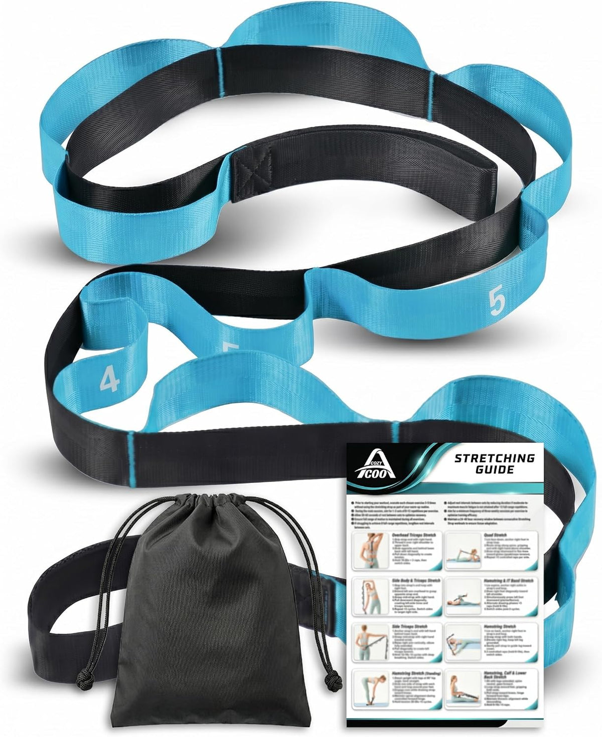 Stretching Strap with Loops for Physical Therapy,Knee,Calf,Back