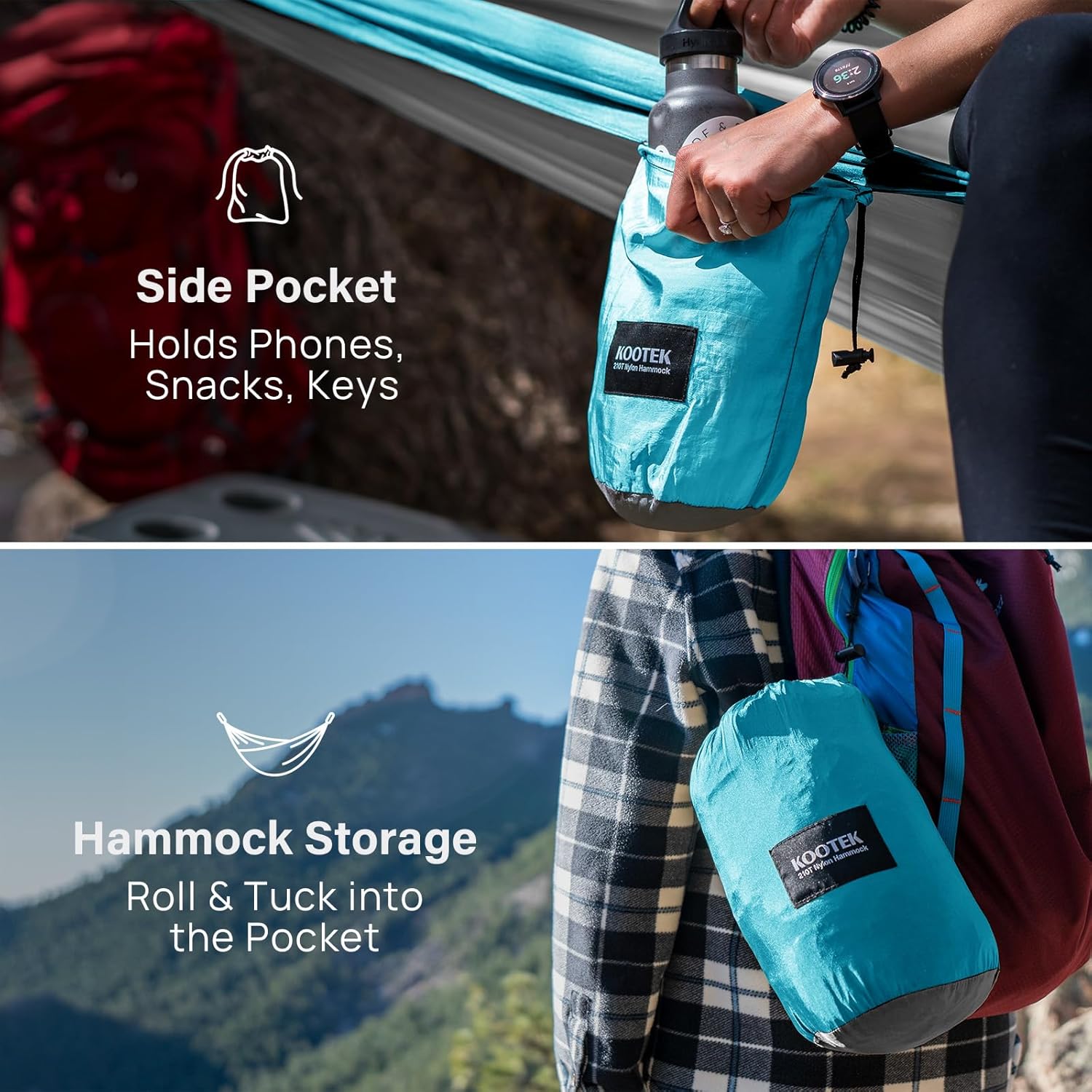 Camping Hammock, Portable Hammocks with Tree Straps & Attached Carry Bag, Camping Essentials Gear, Perfect for