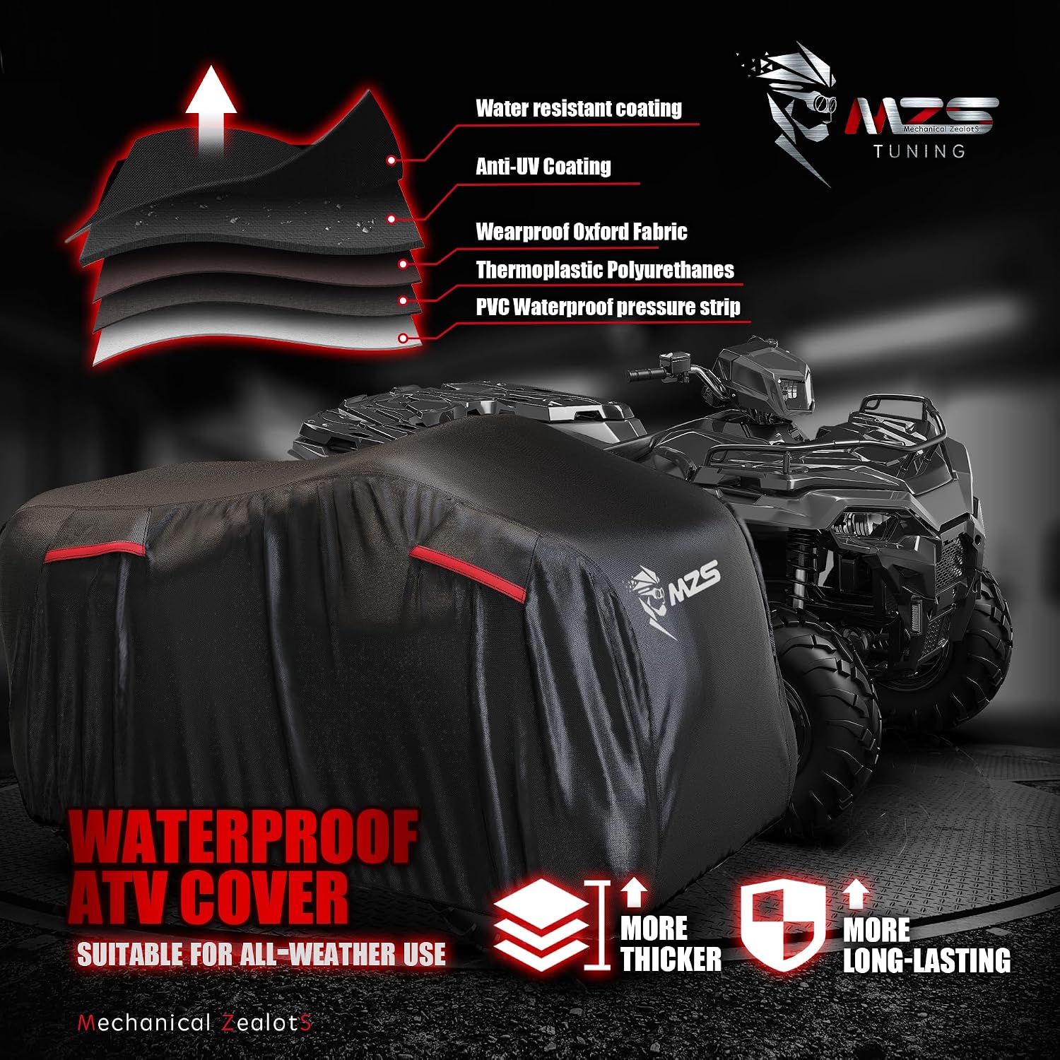 ATV Cover All Weather Season Outdoor Storage Waterproof Protection Accessories fits up to 101 inch Quad 4 Wheeler