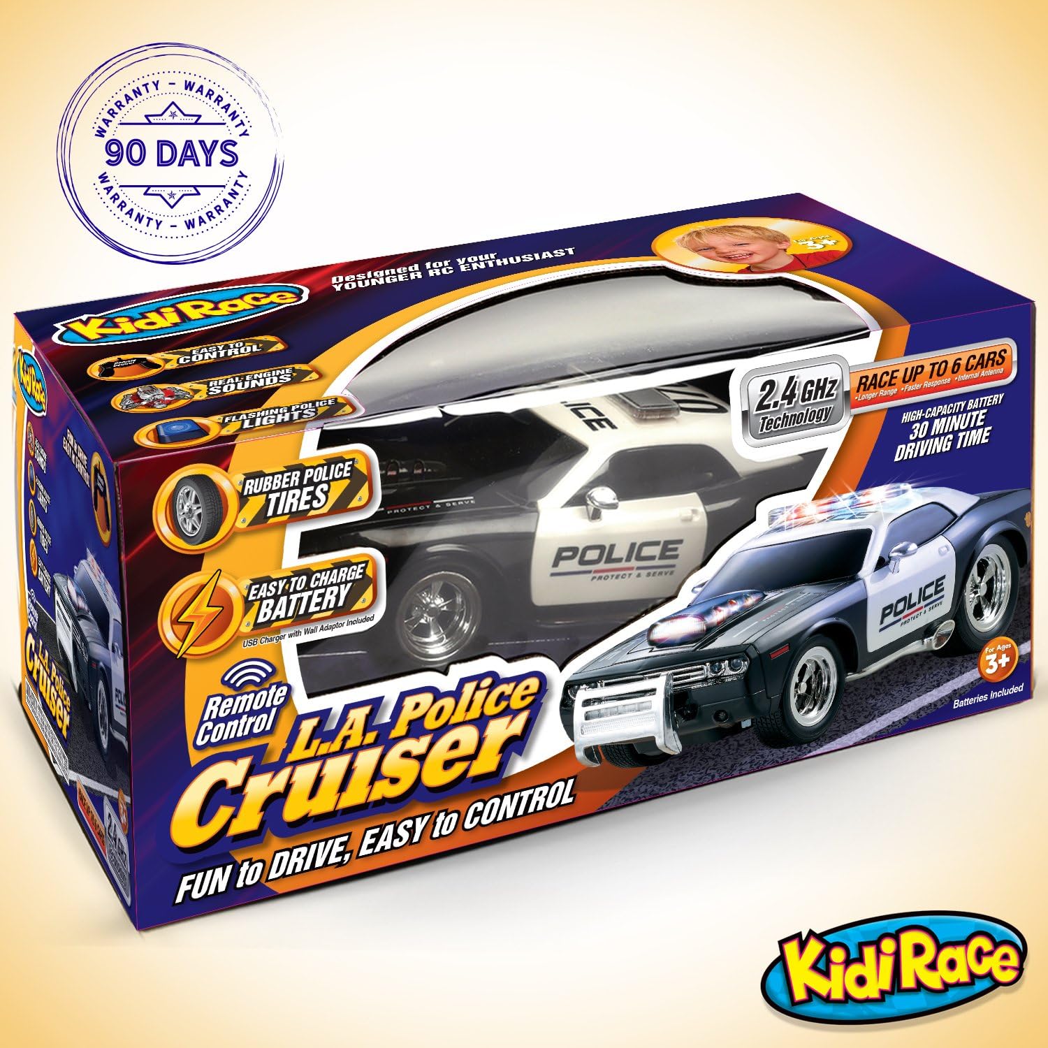 Rechargeable Police Car Remote Control Toy for Kids, Hobby Rc Cars Toys, Lights & Siren, Birthday Gift Ideas for Boy