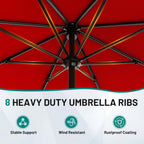 9FT Outdoor Patio Umbrella with Tilt and Crank, Red