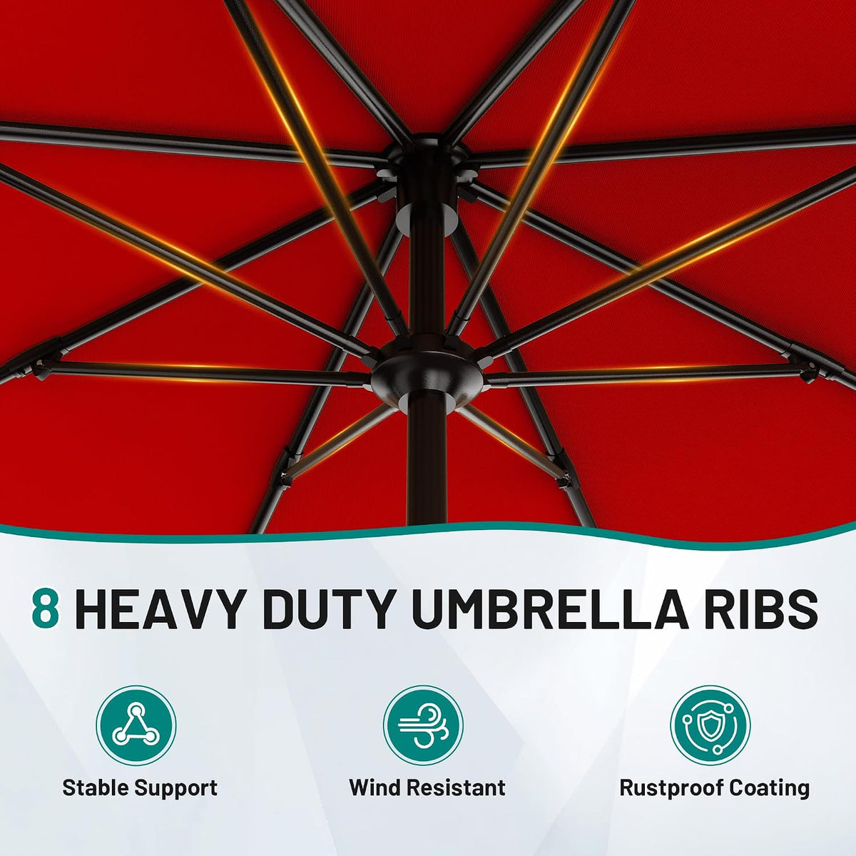 9FT Outdoor Patio Umbrella with Tilt and Crank, Red