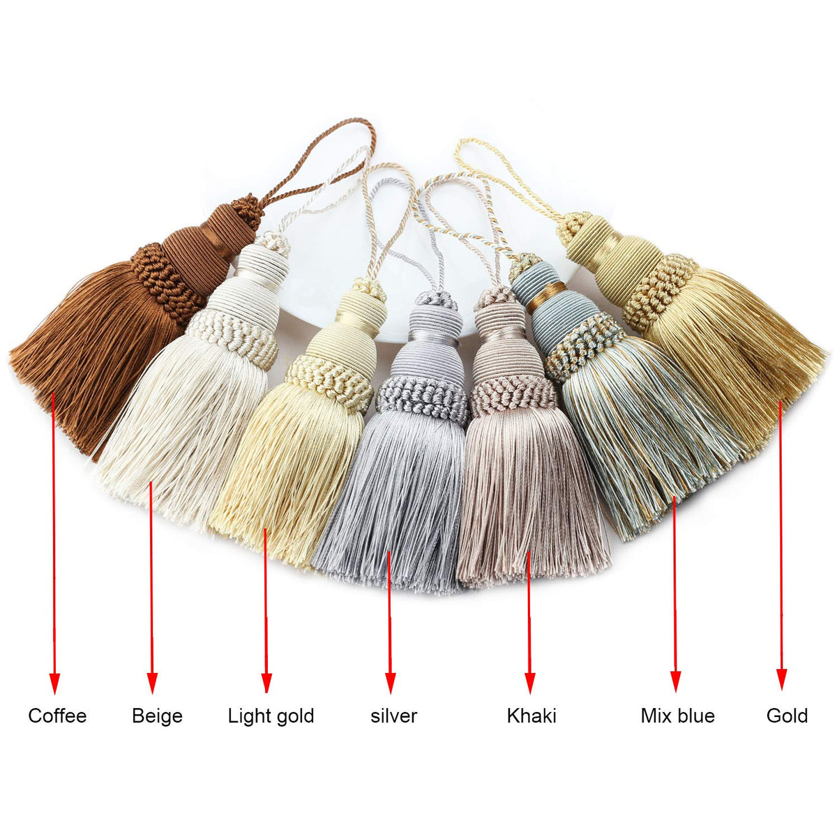 2Pcs Colorful Tassel Key Tassels DIY Accessories(Gold)
