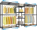 X3 Expandable Heavy Duty Clothes Rack Adjustable from 5'2" to 8' with Adjustable Shelves and Hanger Rods, Large