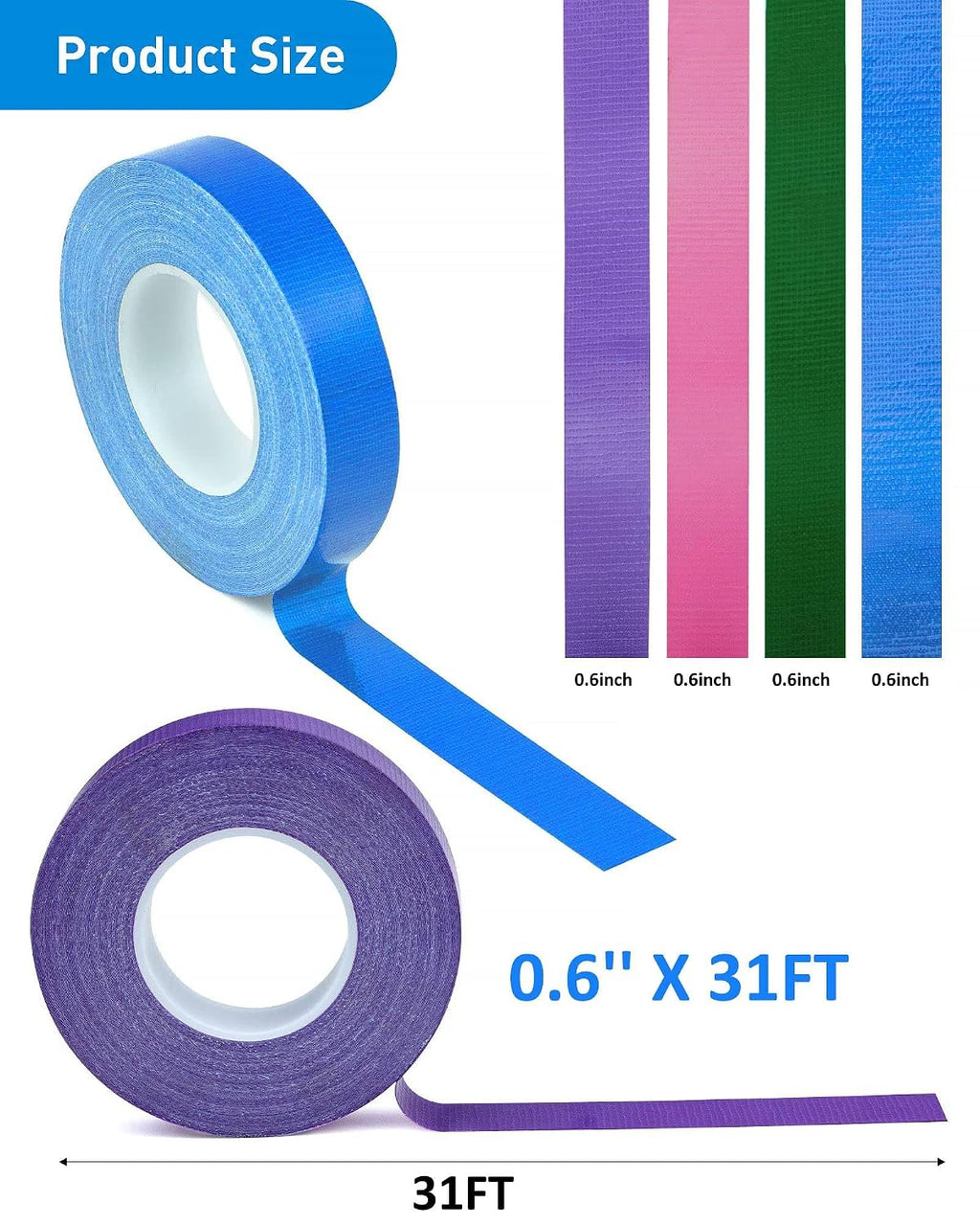 4 Rolls Colored Duct Tape, Multi Use Water Pipe Tape, Waterproof