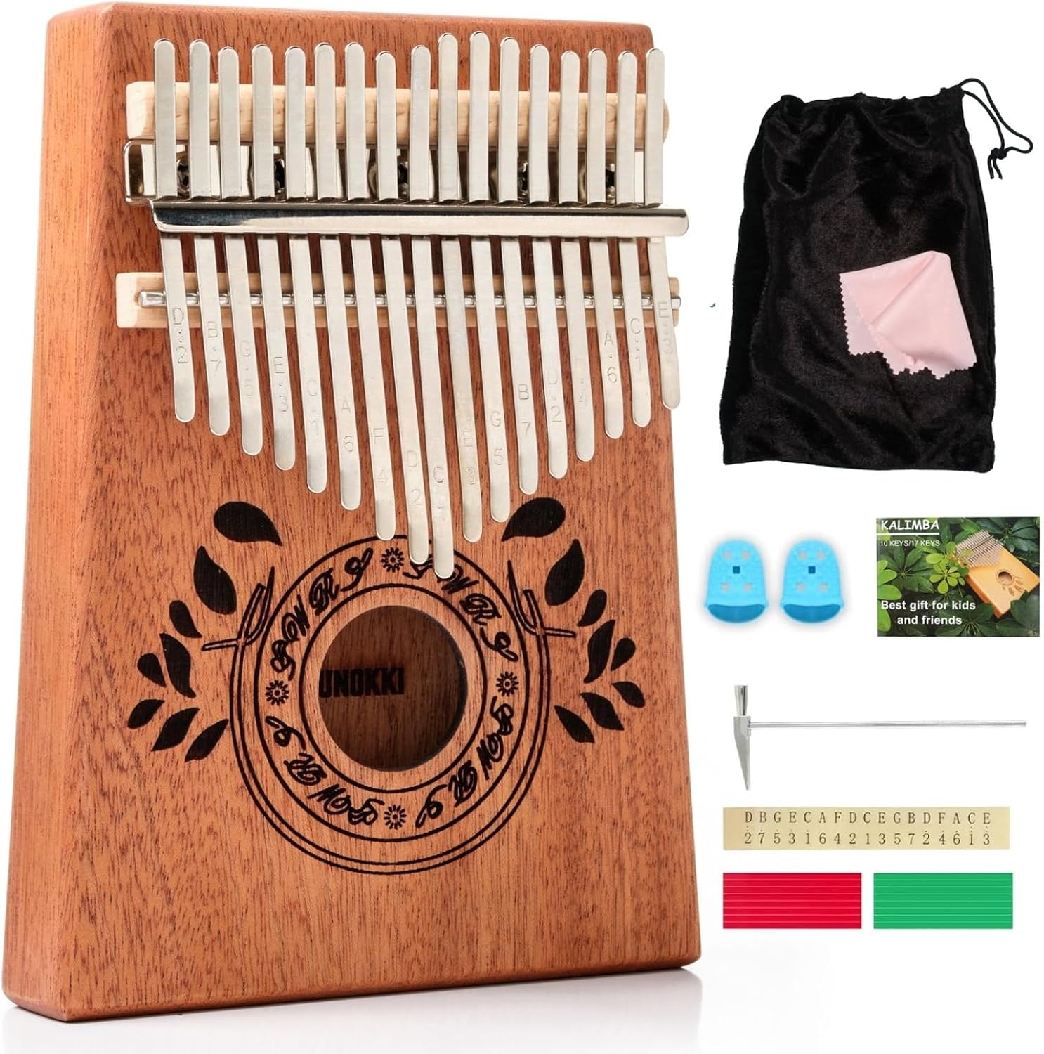 17-Key Kalimba Thumb Piano - Portable Mahogany Percussion Mbira Instrument - Beginner Tuning Set, Music Instruments