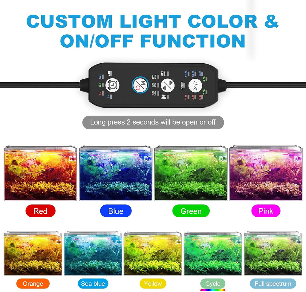 24/7 Led Aquarium Light for Plants Growth-Full Spectrum, 12-18 Inch | Fish Tank Light with Timer for Freshwater Tank