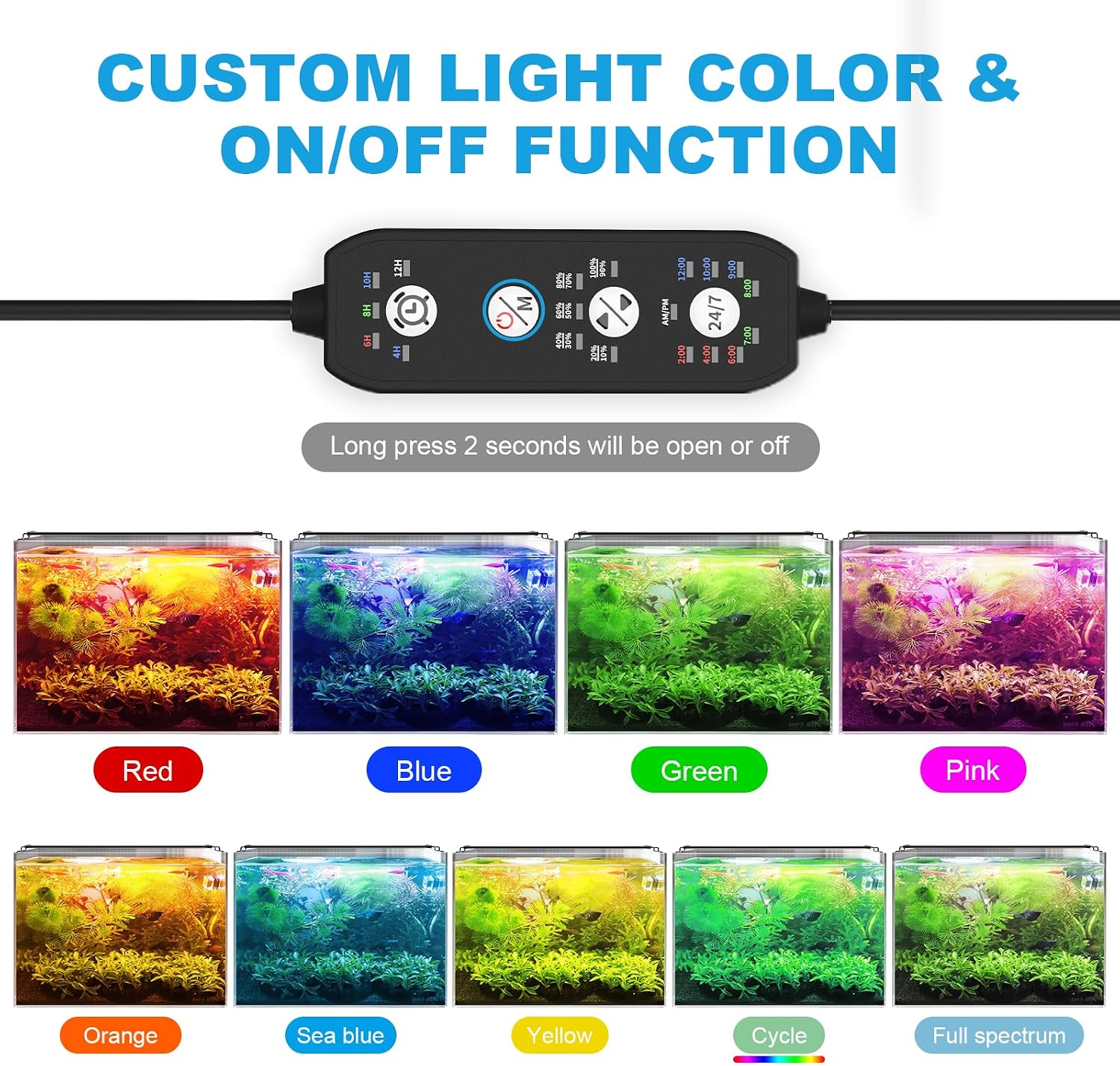 24/7 Led Aquarium Light for Plants Growth-Full Spectrum, 12-18 Inch | Fish Tank Light with Timer for Freshwater Tank