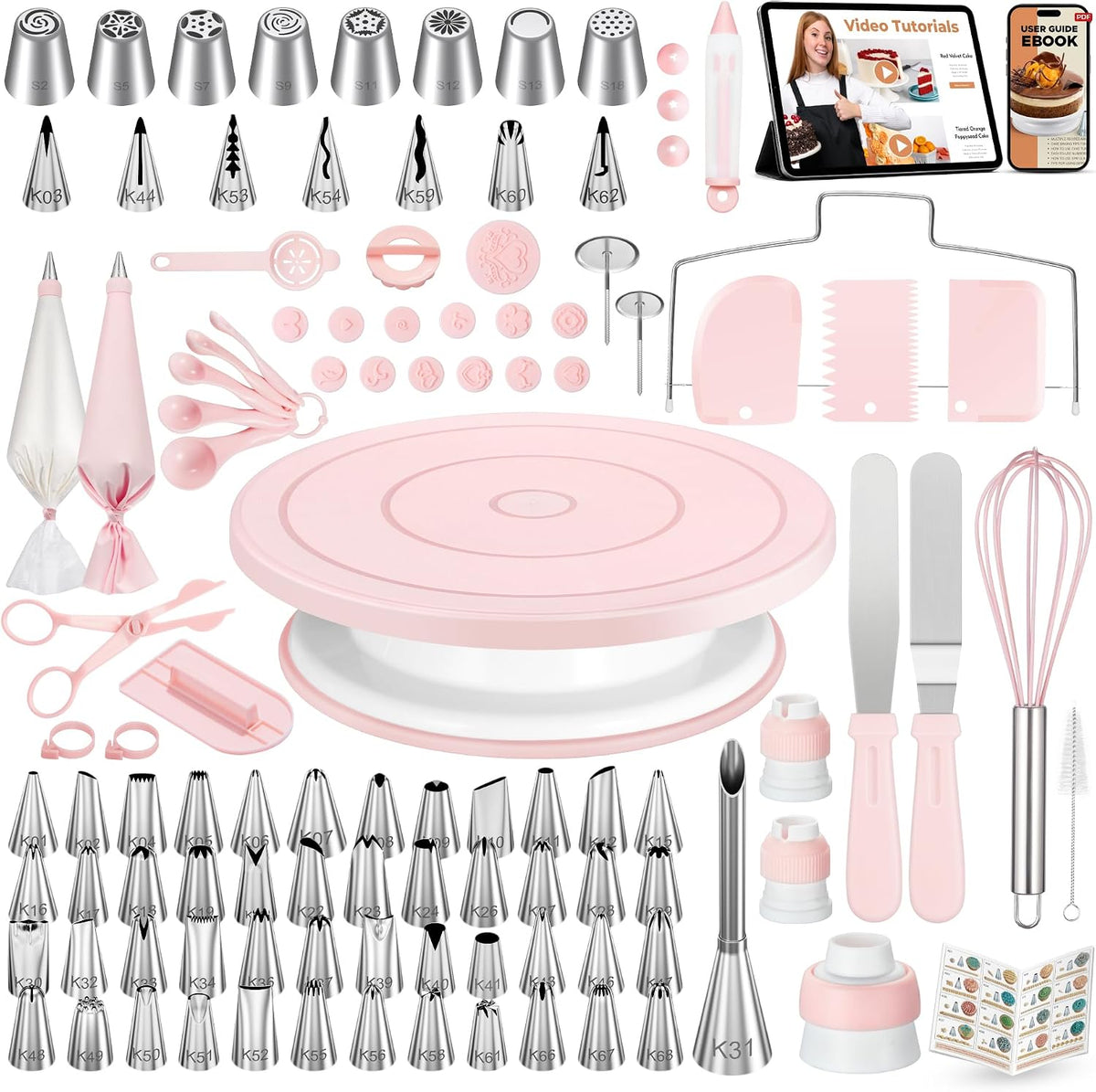 158 Cake Decorating Kit Baking Supplies Tools for Beginners & Pros
