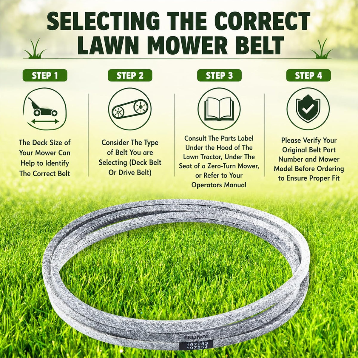 197253 Deck Belt 1/2" x 101" Replaces Craftsman 42 inch Deck Belt