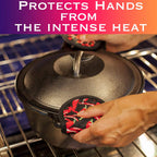 Cast Iron Skillet Pan Pot Holder Covers Mitts Black Non-Slip Washable Sleeves for BBQ Baking Kitchen Cotton