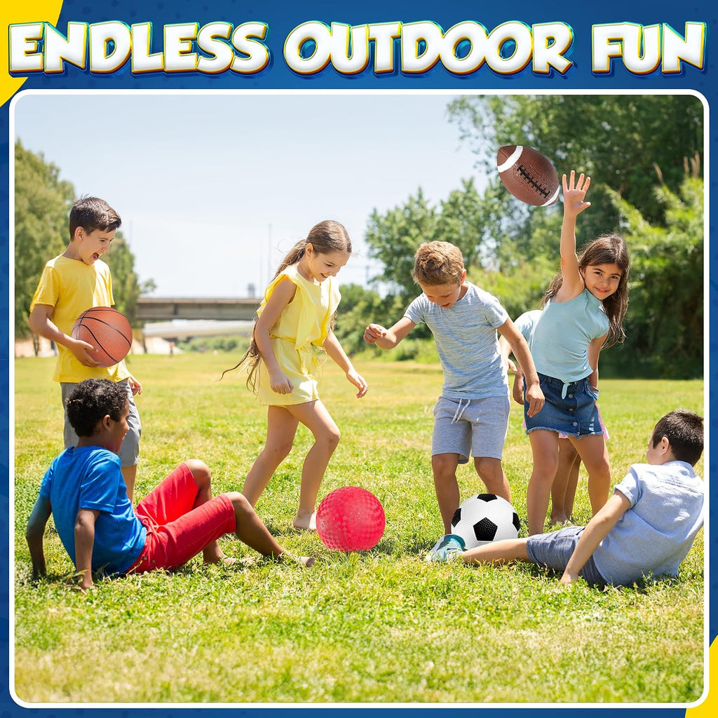Sports Balls for Kids & Toddlers - (Pack of 4) 5-inch Sports Set Includes Football, Small Size Soccer, Basketball