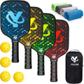 Pickleball Paddles Set of 4, USAPA Approved Fiberglass Rackets | 4 Pickleball Balls, 4 Cooling Towels, Pickleball