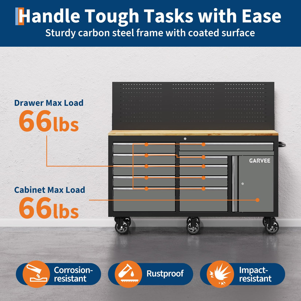 60 in Rolling Tool Chest, 10 Drawers Mobile Garage Tool Cabinet