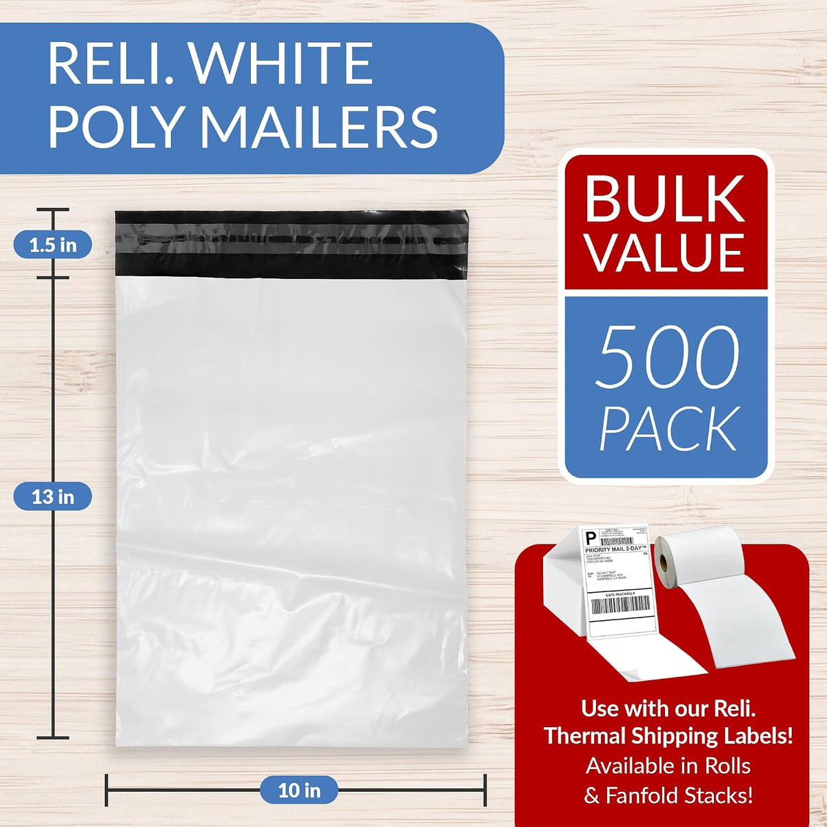 Poly Mailers White 10x13" | 500 Count | White