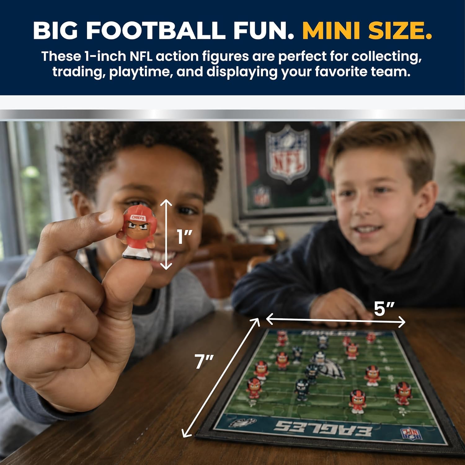 TeenyMates NFL Action Figures Gift Set, with 11 Player Figures, Coach & Collectible Field Puzzle, NFL Football Toys