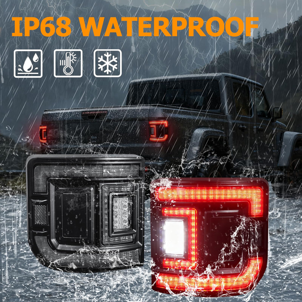 Gladiator JT Tail Lights, LED Tail Lights Compatible with 2020-25 Jeep Gladiator JT, JT Flush Mount LED TailLights
