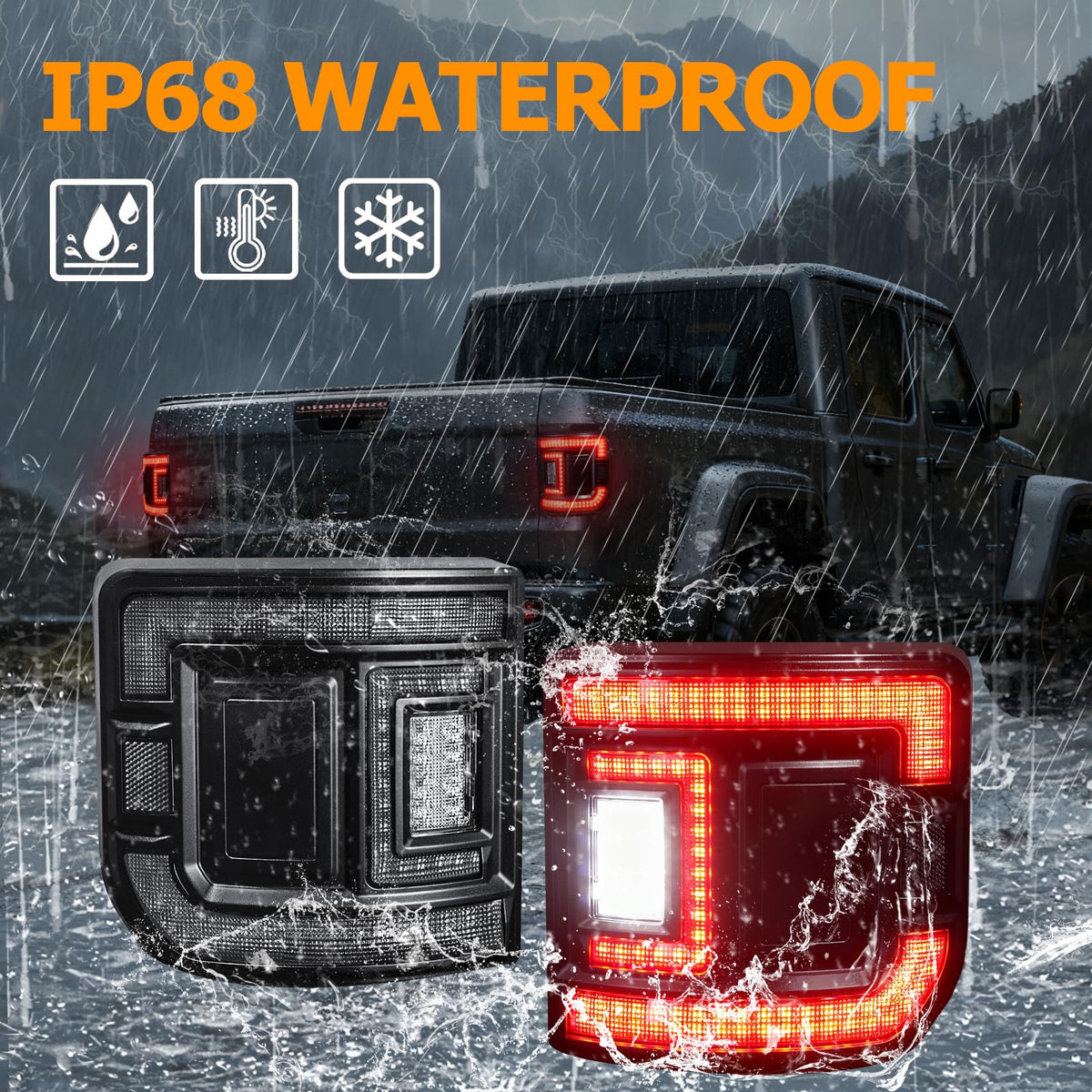 Gladiator JT Tail Lights, LED Tail Lights Compatible with 2020-25 Jeep Gladiator JT, JT Flush Mount LED TailLights