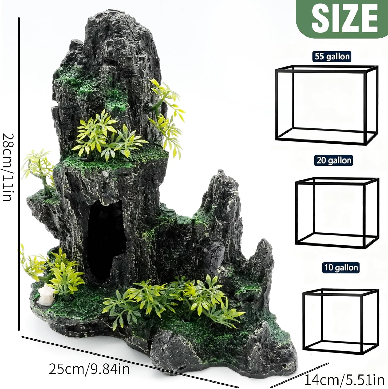 Large Aquarium Decorations and Tall Aquarium Decor for Fish Tank Decorations Artificial Mountain View Ornament Tall